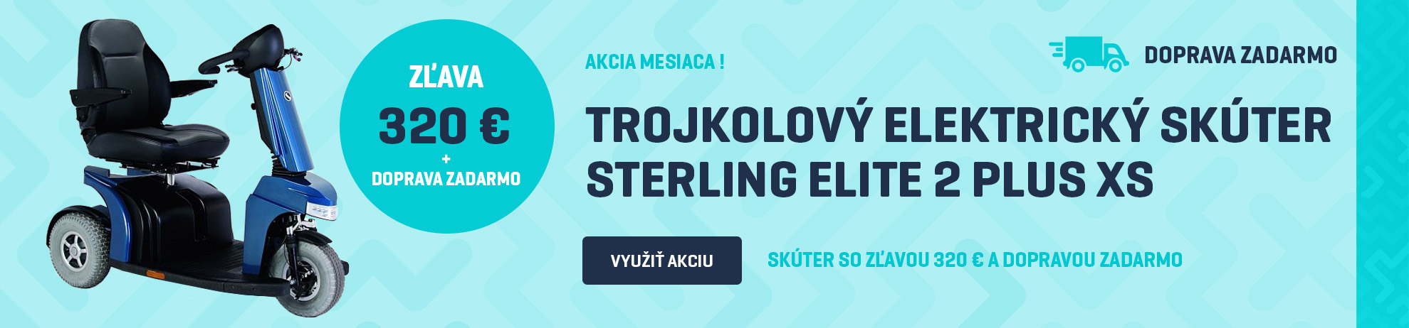 TROJKOLESOVÝ ELEKTRICKÝ SKÚTER STERLING ELITE 2 PLUS XS