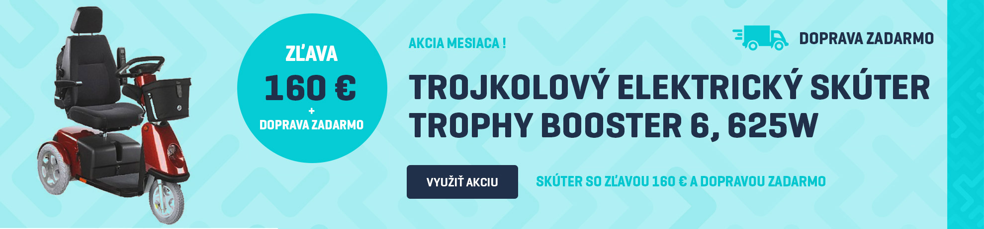 TROJKOLESOVÝ ELEKTRICKÝ INVALIDNÝ SKÚTER TROPHY BOOSTER 6, 625W